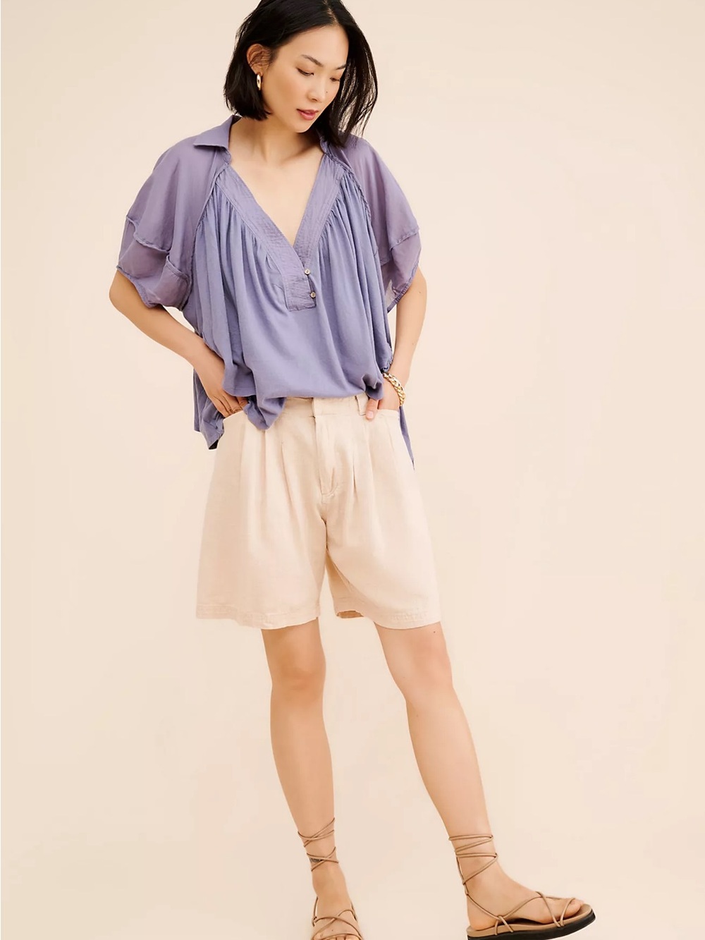 We The Free Free People Women’s Medium Slate Blue Oversized Boho Tunic Top